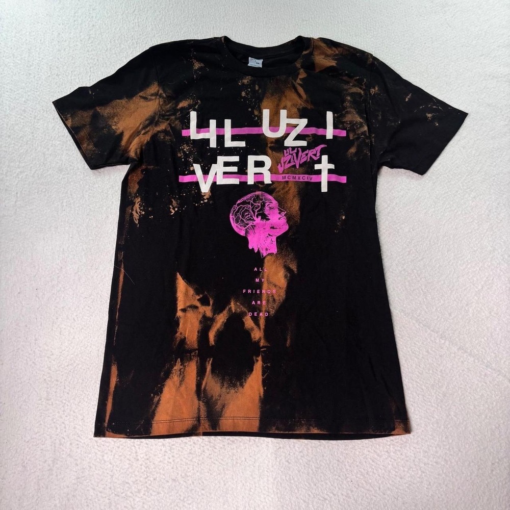LIL UZI VERT "All My Friends Are Dead" Bleached upcycled Graphic T-Shirt Medium